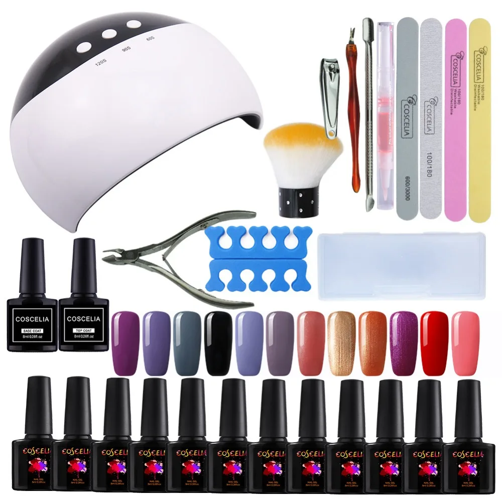 

Nail Set 24W UV LED Lamp Dryer With 12 Pcs Nail Gel Polish Kit Soak Off Manicure Set Lasting Gel Nail Polish For Nail Art Tools