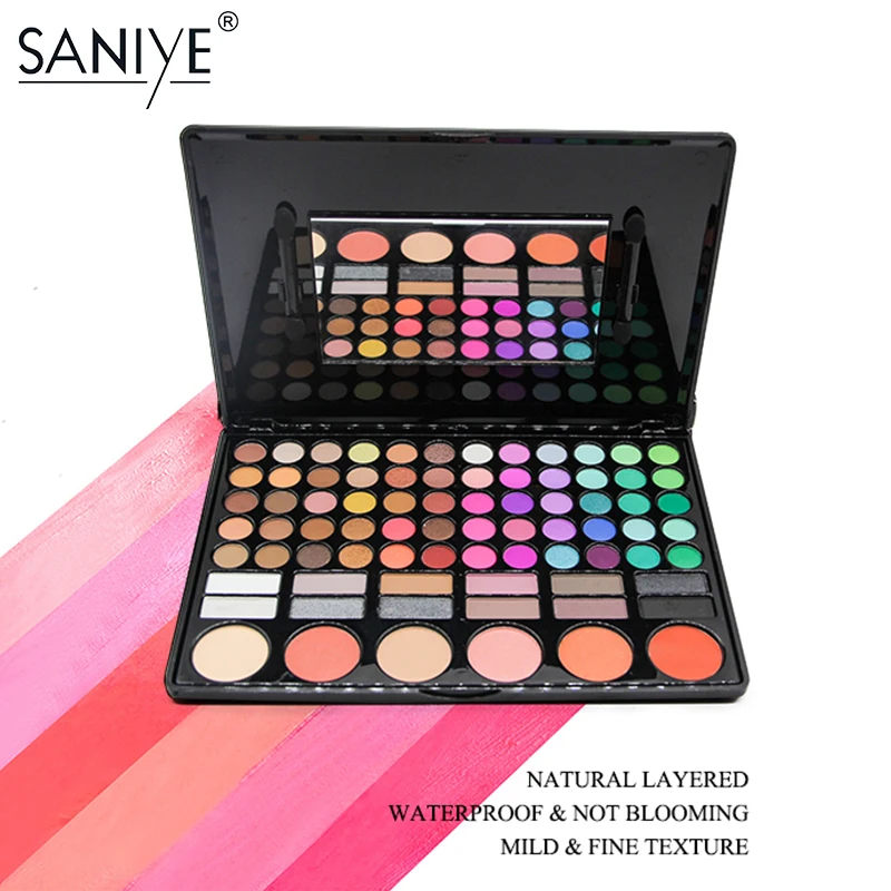 

SANIYE Big Makeup Palette With Mirror 72 Color Eye Shadow Blusher Multipurpose Set Beauty glazed eyeshadow palette 78P04