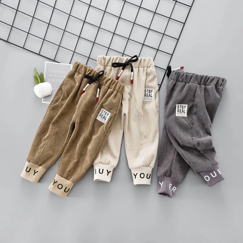 Г., весенне-осенние длинные брюки с буквенным принтом для маленьких мальчиков детские вельветовые повседневные штаны