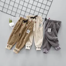 Г., весенне-осенние длинные брюки с буквенным принтом для маленьких мальчиков детские вельветовые повседневные штаны