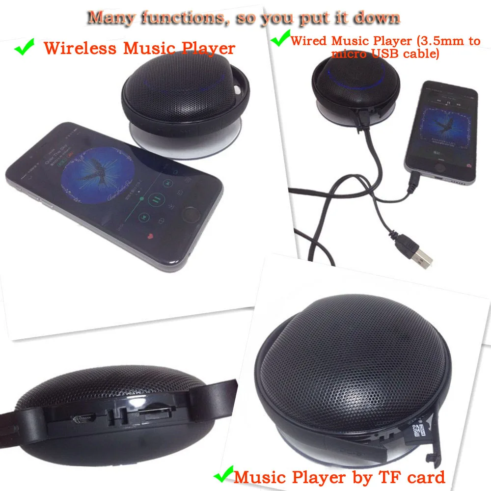 IPX5 Водонепроницаемый Bluetooth Динамик музыкальный плеер автоспуска громкой связи проводной плеер TF Аудио плеер беспроводной Динамик в mic