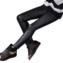 

Baby Girls Stretchy Leggings Trousers Kids PU Leather Pants 3-12Y