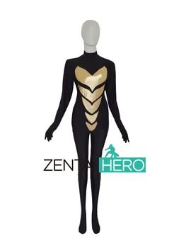 

Free Shipping DHL Black Spandex Janet Van Dyne WASP Costume Bodysuit Superhero Halloween Zentai Catsuit Fancy Dress 16122804