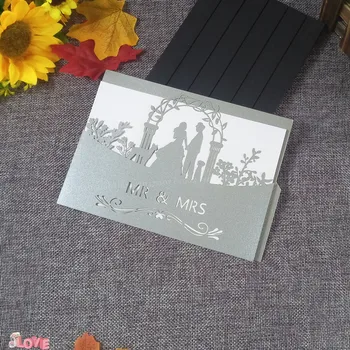 

44pcs Laser Cut Romantic Groom Bride Wedding Invitation Card Wedding Birthday Party Decoration supplies 5ZH07