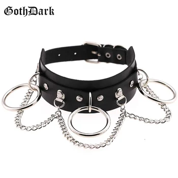 

Goth Dark Chocker Necklace Women Leather Gothic Streetwear Grunge Choker Metal Harajuku Chain Collar Fashion Buckle Torque 2020