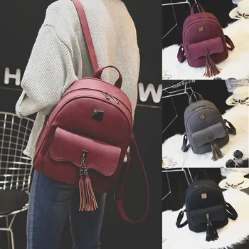 

2020 Tassel Women Backpacks arrival PU Leather Lady Backpacks High Quality arrival Girls Backpack Cute School Bag 1588