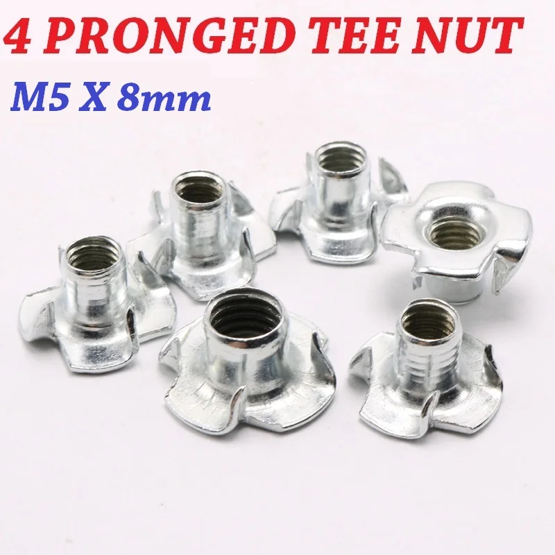 200PCS/LOT M5 Zinc Plated Four Claws Nut Speaker T nut Blind Pronged