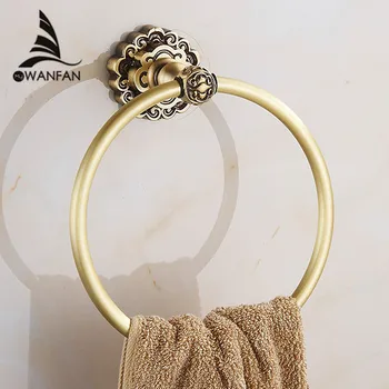 

Towel Rings Art Carving Antique Brass Wall Mounted Bath Shelf Towel Rack Hanger Bathroom Fitting Home Deco Towel Holder 10707F