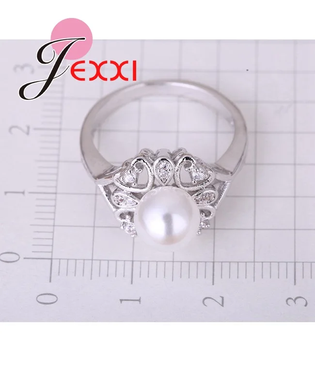 925 пробы, серебряное, в форме сердца, имитация жемчуга, обручальные кольца для женщин, модные кольца на палец, свадебные ювелирные изделия