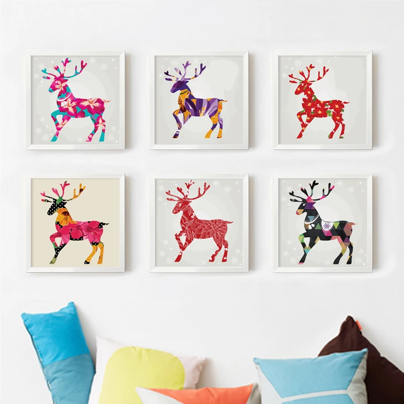 FGHGF Variety Of Different Patterns Deer Modern Abstract Canvas Painting Art Print Poster Picture Home Decoration | Дом и сад