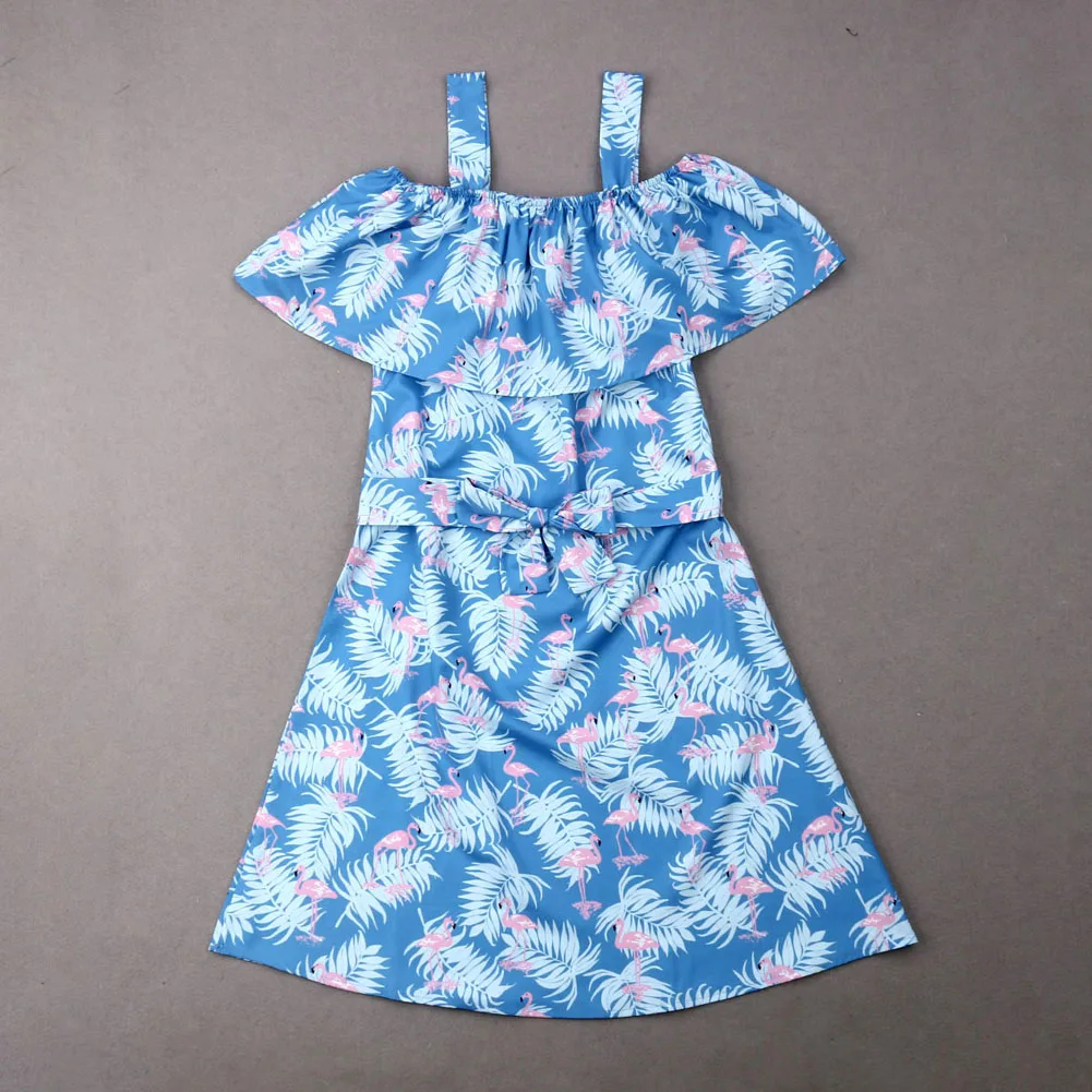 Новые одинаковые платья для мамы и дочки, платье для родителей и ребенка, летний сарафан с рюшами и принтом в стиле бохо, Одинаковая одежда для семьи