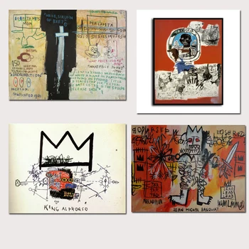 

Jean Michel Untitled graffiti 1 Panel Abstract Wall Art Oil Painting Poster Canvas Painting Print for Living Room Home Decor #77