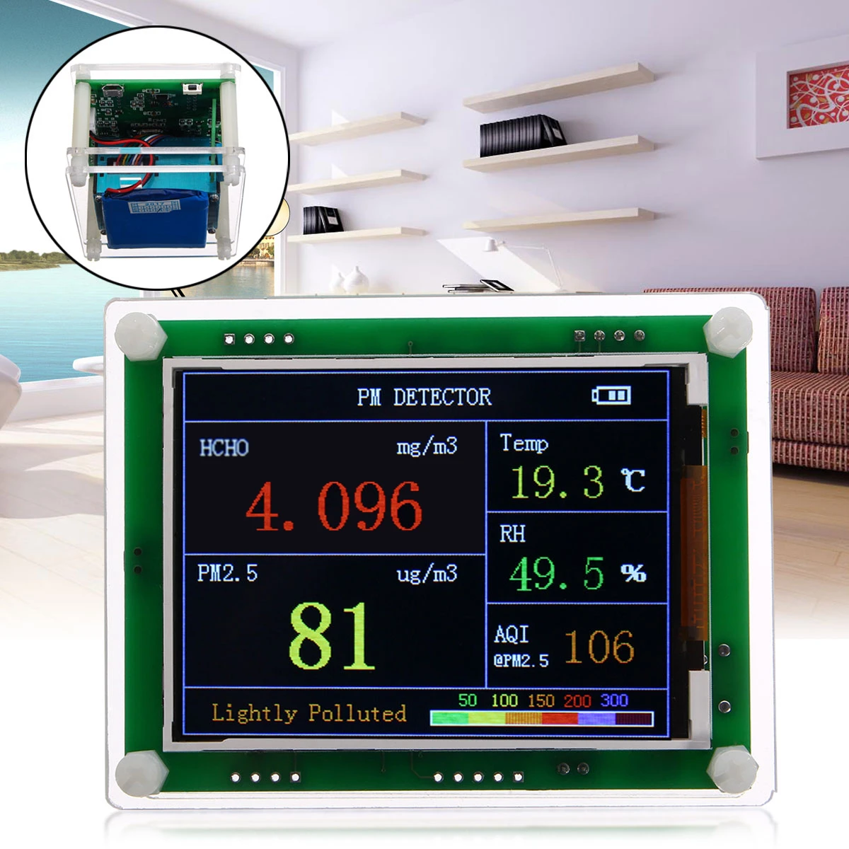

B3 PM2.5 Air Quality Detector 2.8-inch TFT Color Screen for Car/Home Formaldehyde Detector ARM 32 Bit Processor High sensitivity