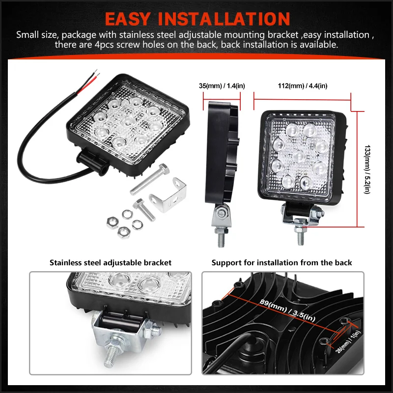 2pcs 4 Pollici Fuori Strada HA CONDOTTO LA Luce Bar Flood Spot Combo Fascio Spotlight 12V Per Jeep ATV UAZ SUV 4WD 4x4 Camion Del Trattore Luce del Lavoro del LED-in Luci da tetto/lavoro da Automobili e motocicli su