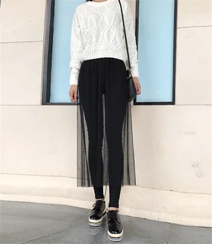 

U-SWERA Women Long Skirt Summer Ladies Boho Sexy Vintage High Waist Transparent Tulle Mesh Lace Clear Black White MIdi Skirts