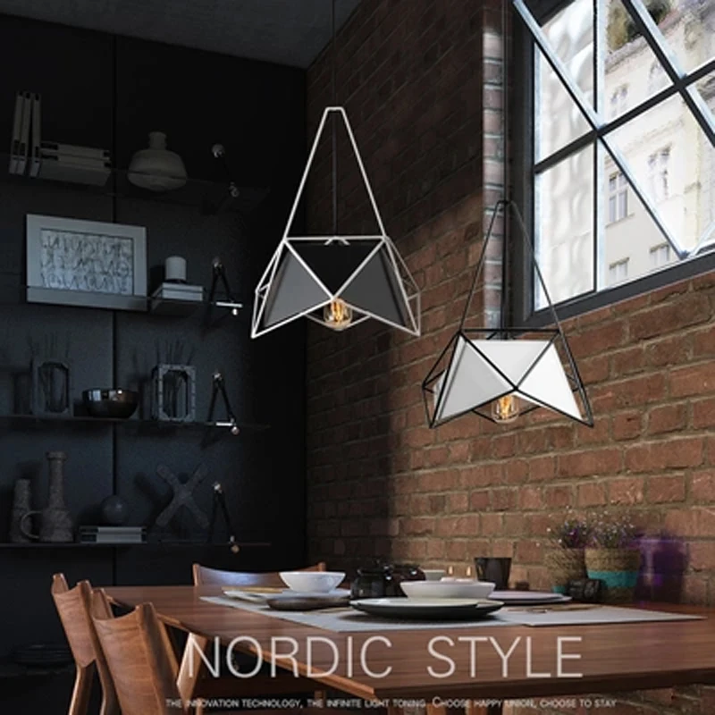 Скандинавский дизайн, мульти-геометрические, постмодерн, ресторан E27, индивидуальная, одна голова, домашний декор, ретро линия, черное освещение, подвесной светильник