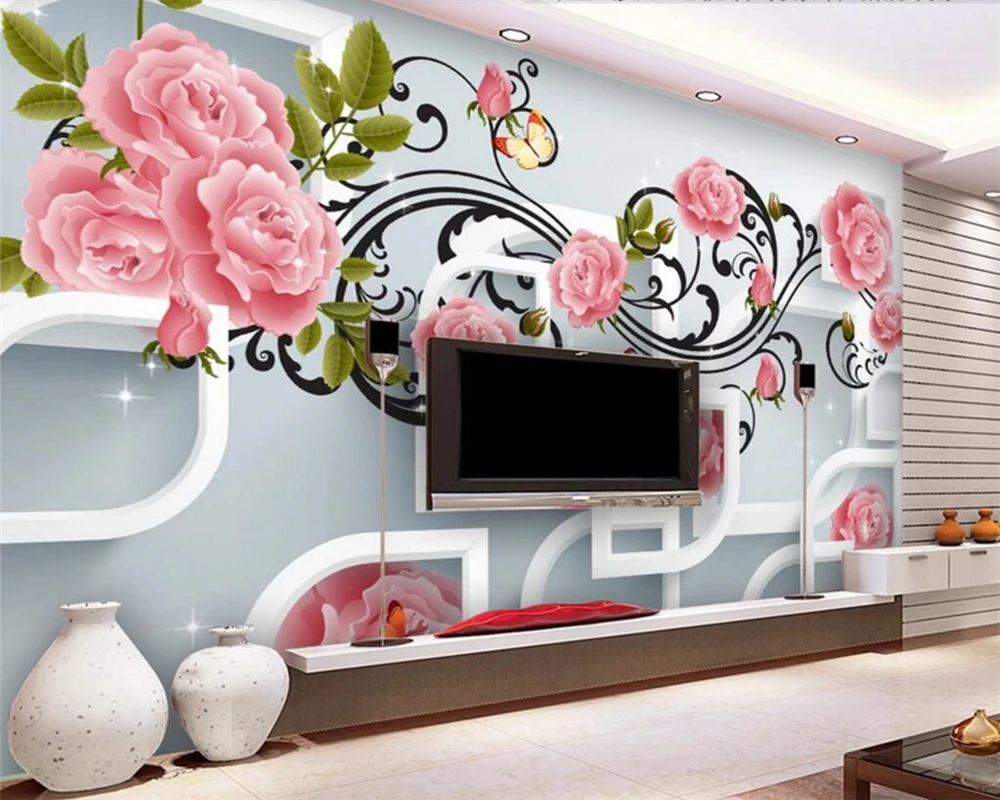 Beibehang Custom wallpaper 3D pink still rose TV background wall living room bedroom sofa background walls mural 3d wallpaper