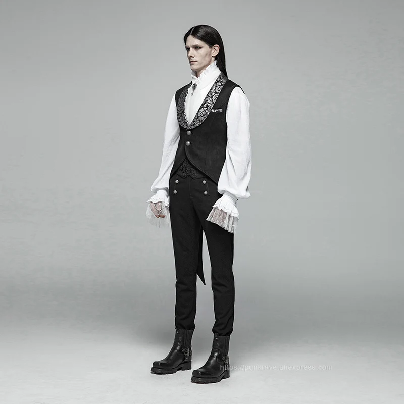 PUNK RAVE Men's Gothic Swallow Tail Retro Vest Fashion Steampunk Vintage Waistcoat Stage Perform Jacket Vests Men Visual Kei PUNK RAVE Men's Gothic Swallow Tail Retro Vest Fashion Steampunk Vintage Waistcoat Stage Perform Jacket Vests Men Visual Kei