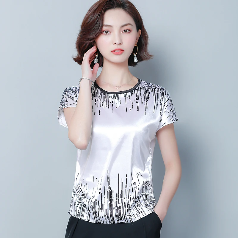 Blusas mujer de moda 2021 летние женские блузки с короткими рукавами и принтом шифоновая