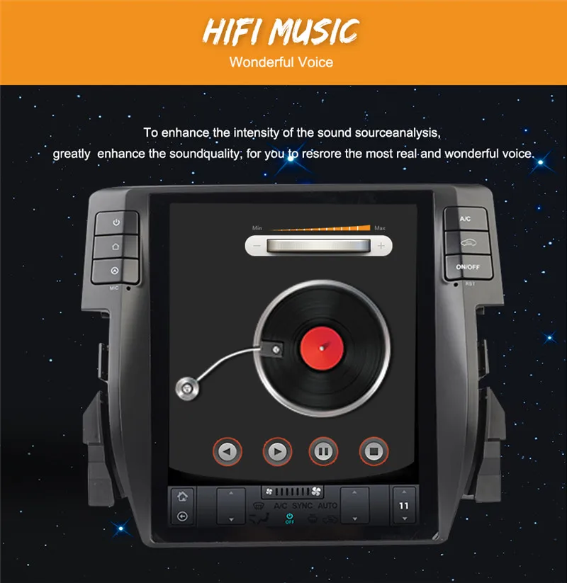 Best 10.4 Inch Android 6.0 Tesla Style Car DVD Player GPS Navi For Honda Civic 2016 2017 Stereo Multimedia Headunit Autoradio Satnav 10