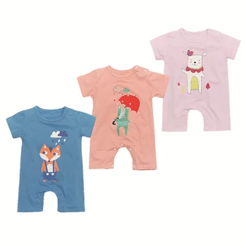 

2018 cute summer Children's Clothing Baby Overall Short Sleeve Cartoon Animals Jumpsuit Overalls Newborn Rompers Baby Boy Girl C