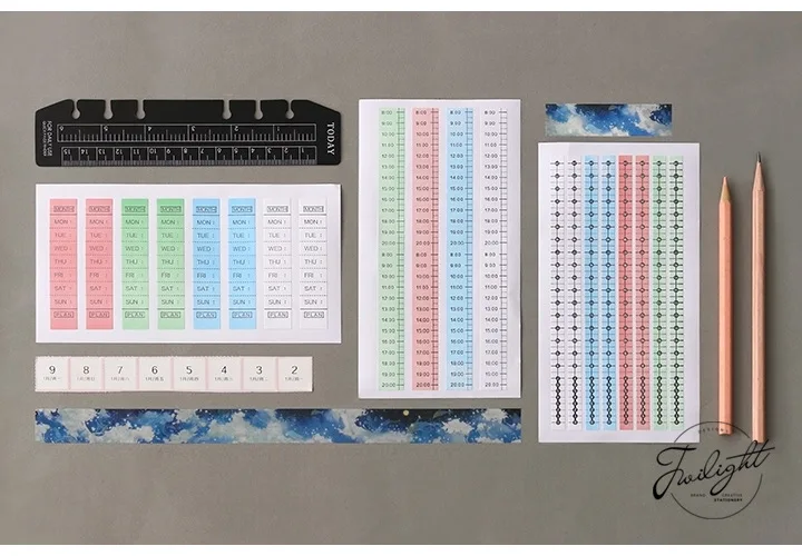 Цветные наклейки для дневника, временная линия, еженедельная система 24 часа, наклейки для журналов, аксессуары для планировщика, скрапбукинг, сделай сам, канцелярские принадлежности
