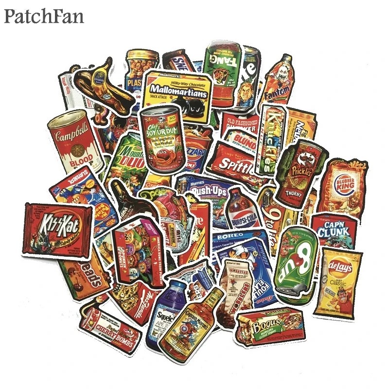 

Patchfan 50pcsCreative Funny Food packing scrapbooking Pvc waterproof stickers decals for Laptop Home wall sticker badges A1742