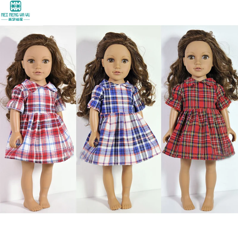 

Doll clothes for 45cm 18inch American' doll accessories and baby doll accessories fashion plaid dress evening dress