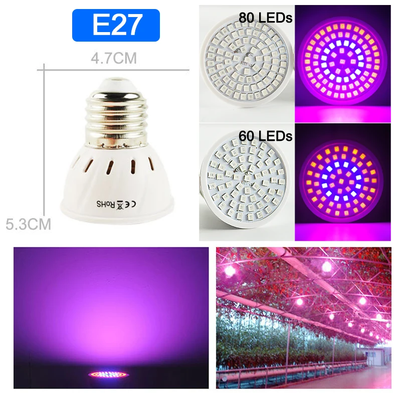 Светодиодный точечный светильник E27 Gu10 Mr16 AC/DC 12 В AC 220 В 240 В светодиодный светильник 60/80 светодиодный s 3 Вт 4 Вт светильник для выращивания лампада точечный светодиодный светильник полный спектр
