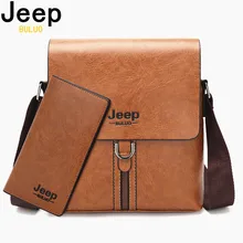 JEEP BULUO Famous Brand Men Shoulder Bag High Quality Pu Leather Cross body Messenger Bag For Man iPad Casual Business Tote Bags new designer men s brown cross body shoulder bags genuine leather business khaki messenger bag high quality handbags for man
