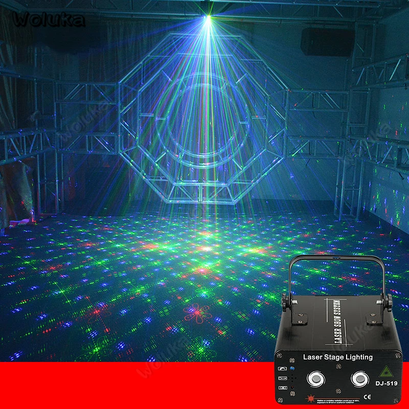 Laser Stage Lighting Effect Pattern Rgb Rg Laser Doubleeye Flash Ktv