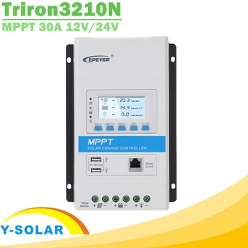 

EPever Triron3210N 30A MPPT Solar Charge Controller 12V 24V Backlight LCD Solar Regulator 100V PV Input Common Negative DS2+UCS