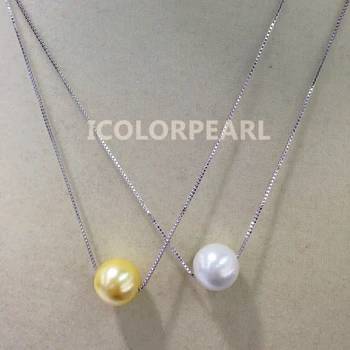 

WEICOLOR Lovely 12mm Round Shell Pearl Pendant With 16/18" Sterling Silver Chain.Contact For Different Colors