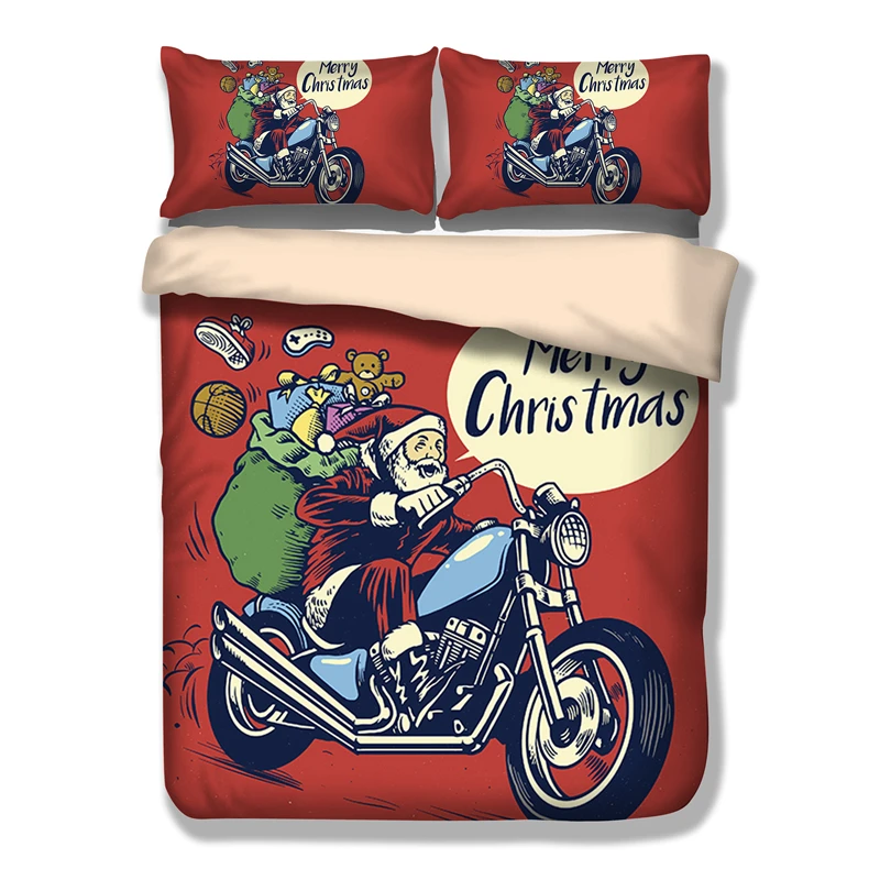 

Wongs Bedding 3D Christmas Red Bedding Set Santa Claus Duvet Cover Twin Full Queen King Size 3PCS Bedclothes Christmas Gifts