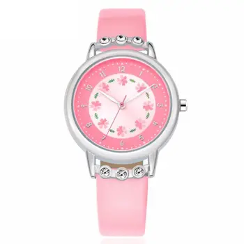 

Children Kids Watches Casual Fashion Cute Flowers Students Watch Life Waterproof PU Leather Strap Quartz Wrist Watch For Girl