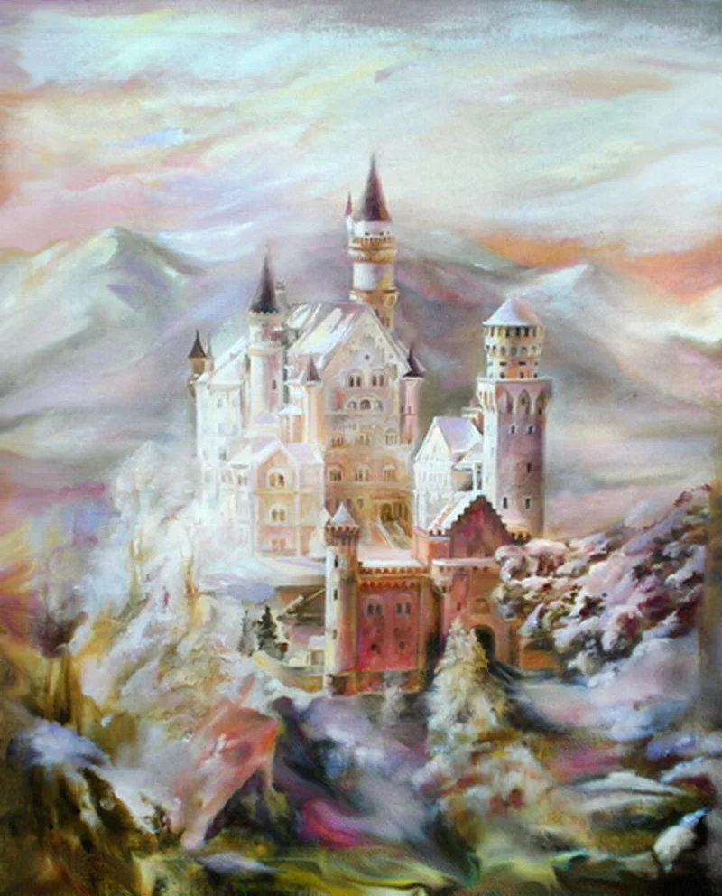 Photography Backdrop,Newborn Photoshoot Background, oil painting dreamy castle photo backdrops, children photography prop D-8387