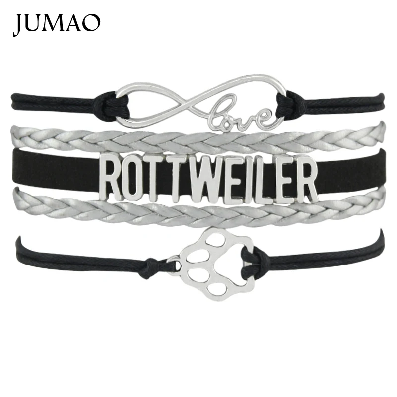 

Fashion Infinity Love Rottweiler Bracelets & Bangles Braided Dogs Paw Charm Bracelets For Women Men Jewelry Drop Shipping