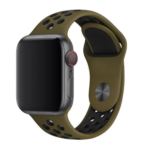 Силиконовый спортивный ремешок для Apple Watch, 42 мм, браслет, ремешок для наручных часов iwatch, ремешок Резиновая 4/3/2/1 38 мм 40 мм 44 series 5 - Цвет ремешка: olive black