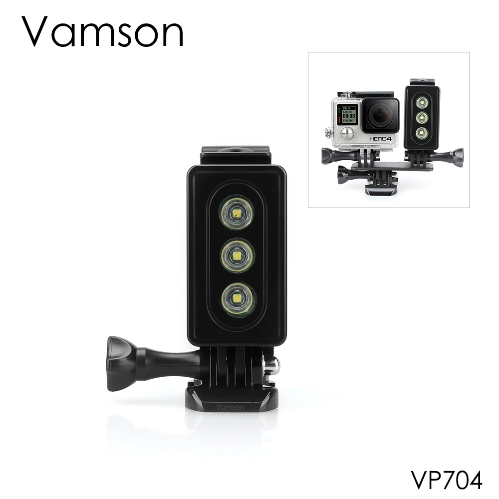 Подводный водонепроницаемый светодиодный фонарик Vamson для камеры Gopro Hero 6 5 4 SJCAM
