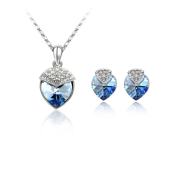 Ожерелье и серьги в форме сердца 4 цвета|wedding jewelry sets|fashion setjewelry sets |