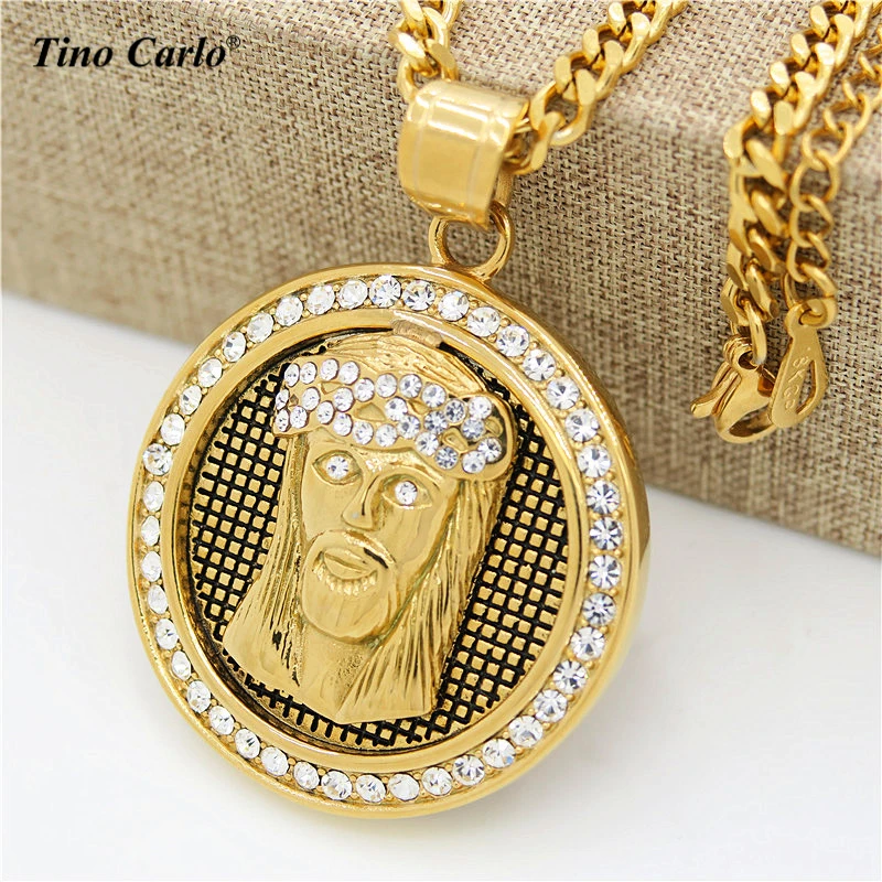 Tino Carlo 316L Stainless Steel Jesus Piece Iced Out CZ ...