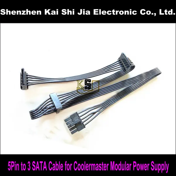 

Black 5Pin to 3 X Right Angle SATA Modular Power Supply Adapter Cable for Coolermaster V700 V750 V850 V1000