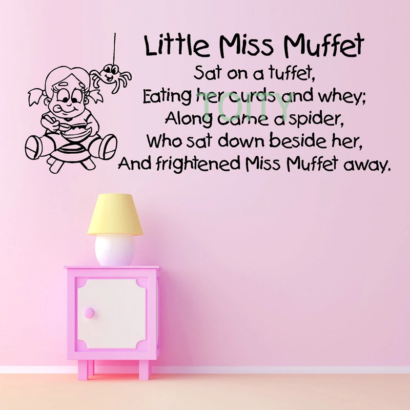 Little Miss Muffet CHILDREN NURSERY RHYME Quote Wall Decal Vinyl