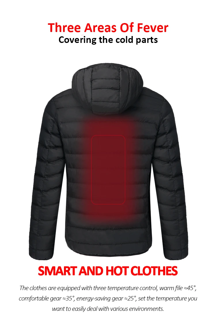 Мужские и женские куртки с электрическим подогревом, пуховые хлопковые куртки с подогревом, зимняя теплая одежда с капюшоном, инфракрасная одежда с USB
