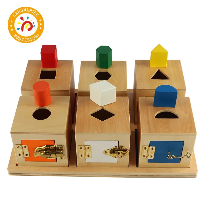  Montessori Materials Lock Box Wooden Toys Sensorial Education Baby Toys