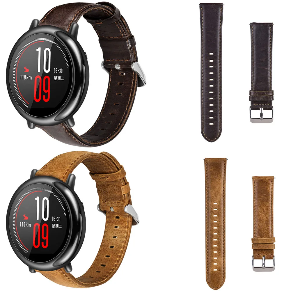 Ремешок Amazfit для Xiaomi Huami Pace Stratos 2 ремешок из натуральной кожи в стиле ретро браслет