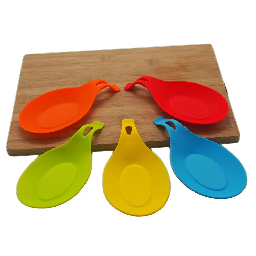 5pcs small size Silicone Spoon Insulation Mat Silicone Heat Resistant