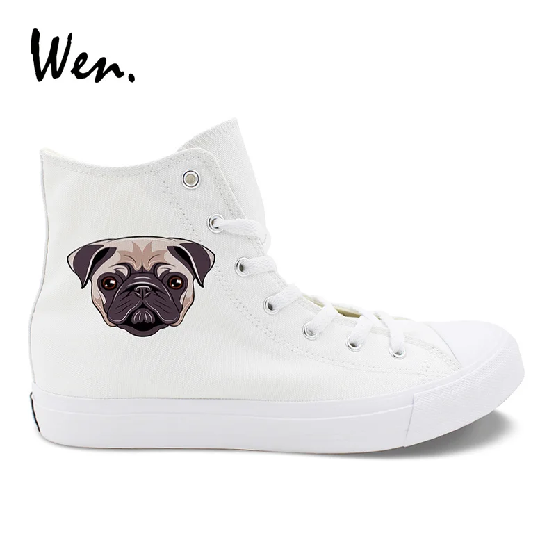 Wen Design Honest Dog Pug Pup Head Woman Casual Shoes White Black Man
