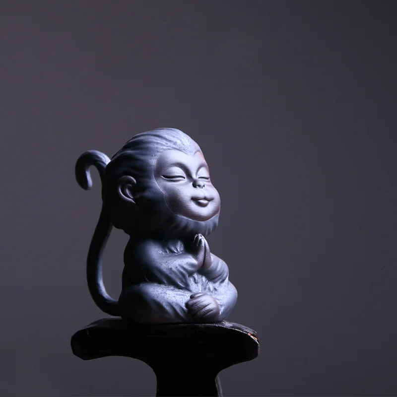 

Cute Monkey Statue Chinese Kung Fu Tea Set Ceramic Tea Pet Gardening Bonsai Decoration Crafts Vintage Boutique Souvenir Figurine