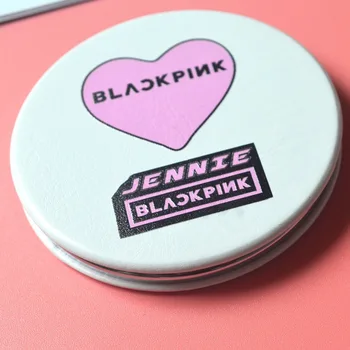 

Kpop BLACKPINK LISA TWICE TXT SEVENETEEN TXT EXO Travel Makeup Mirror Convenient PU Mini Mirror